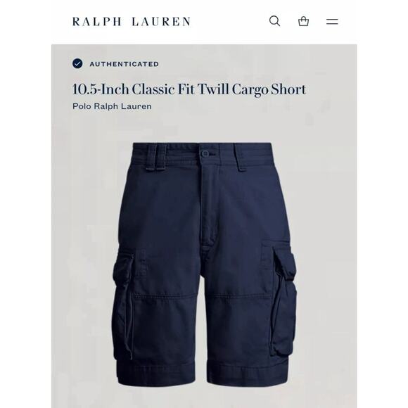 Polo Ralph Lauren RRL Classic Navy Cargo Shorts Mens 35 New Fast Ship - Picture 7 of 10